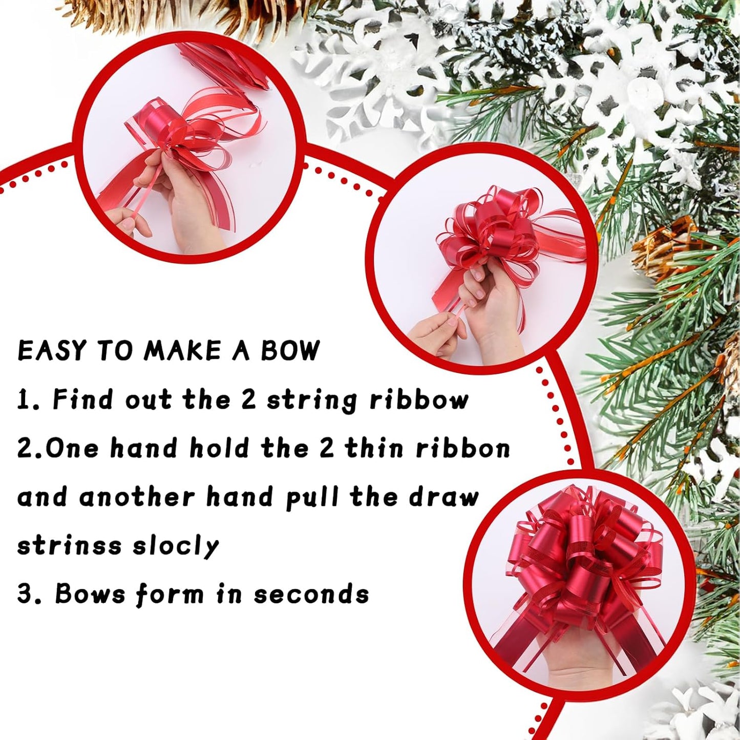 40 Pieces 6 Inches and 3 Inches Pull Bow Wrapping Pull Bow Ribbon Pull Bows for Wedding Baskets,Large Bows for Presents. (Red)