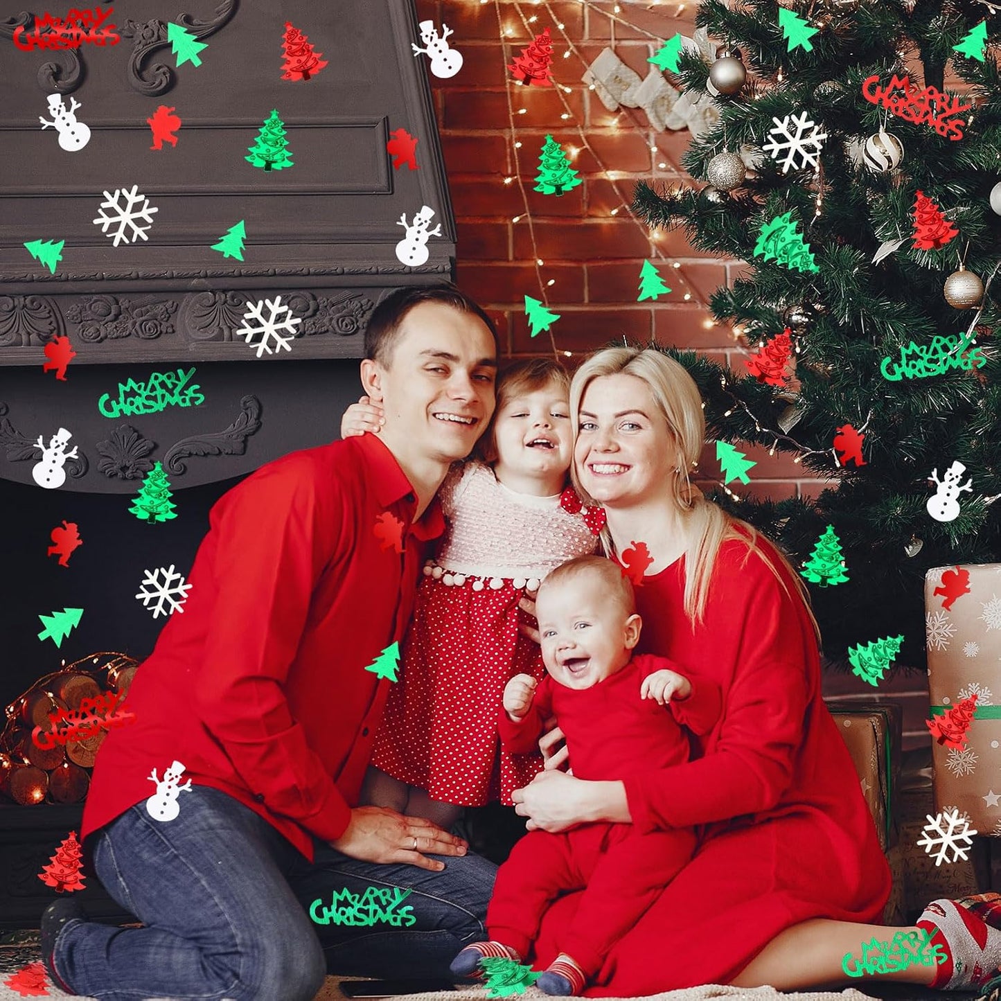 MARFOREVER Christmas Glitter Confetti Table Decorations, Red Green White Xmas Party Scatter Confetti Santa Claus Christmas Tree Snowflake Snowman Table Sprinkles for Xmas Party Supplies Decor