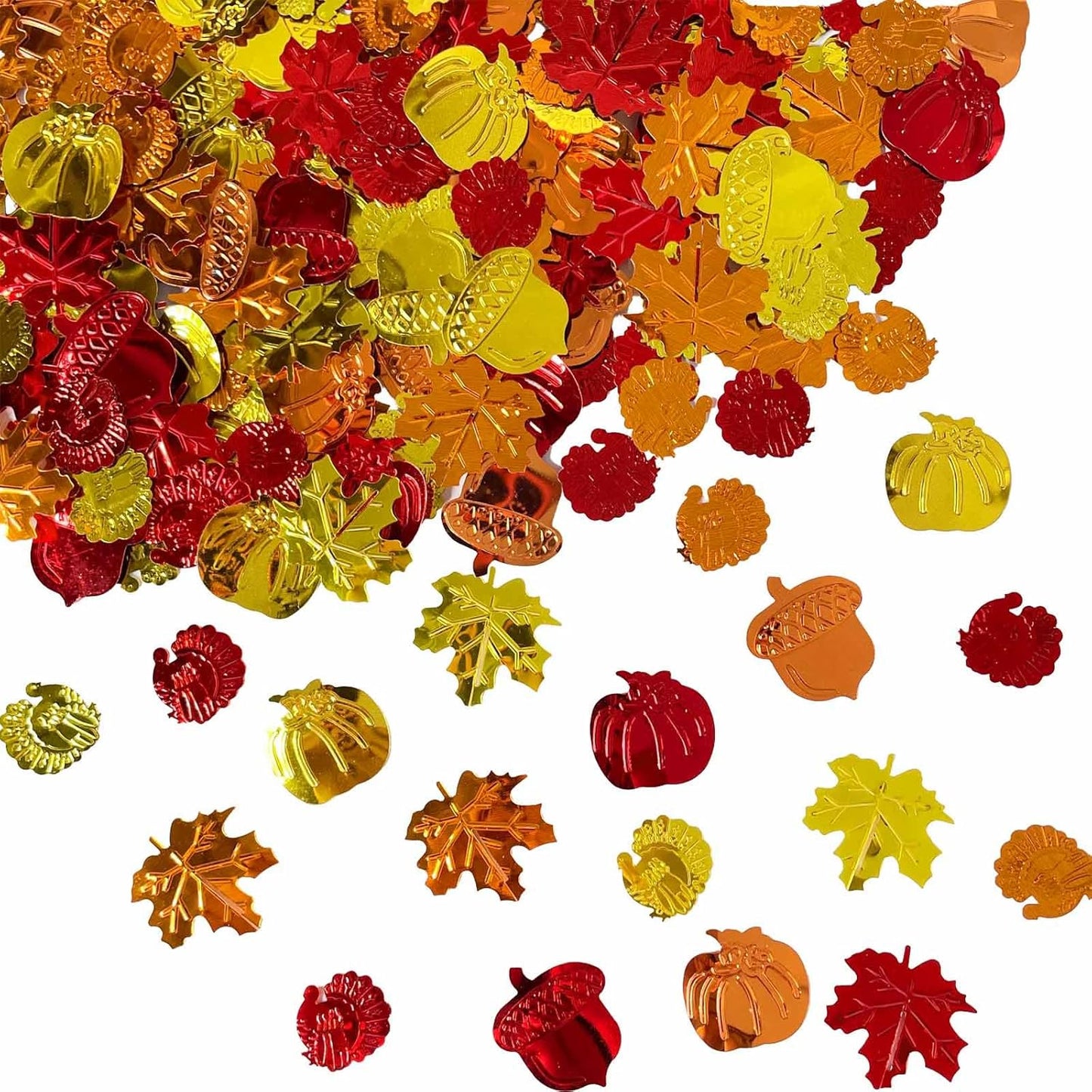Fall Confetti - Thanksgiving Decorations, Thanksgiving Maple Leaves, Turkey, Pumpkin, Pinecones Sprinkles for Table Decorations and Fall Party Supplies