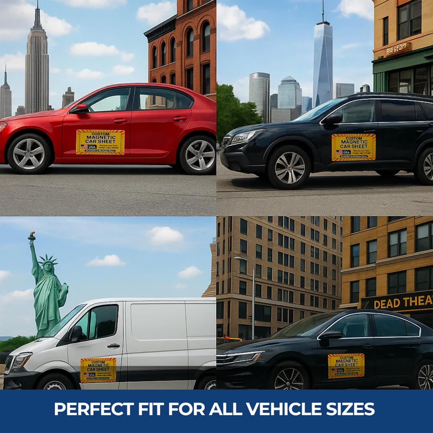 Pack of 2 Custom Car Magnets by DC– Personalized Magnetic Car Signs | Car Door Magnets for Advertising, Car Decor, Car Magnet Sheets & Customizable Truck Magnet | Multiple Sizes | Made in USA