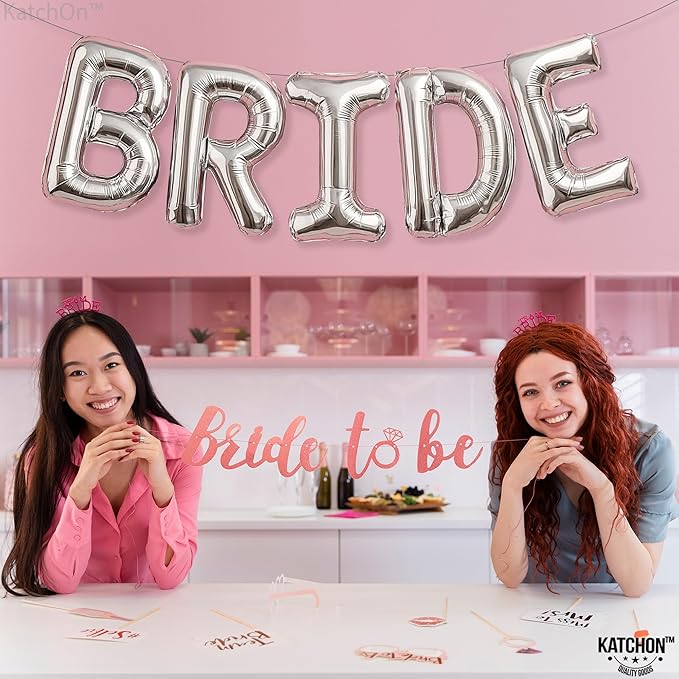 KatchOn, Bride Balloons Silver | Bachelorette Party Decorations | Silver Bride Balloons Bachelorette for Bridal Shower Decorations | Bridal Shower balloons