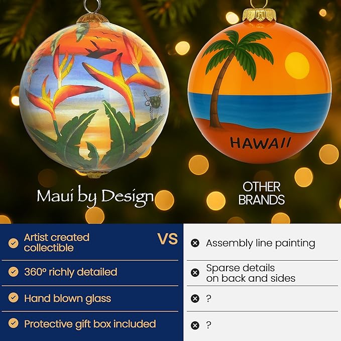 Collectible Hand Painted Hawaii Sunset Ornament Collectible with Gift Box SUH/H