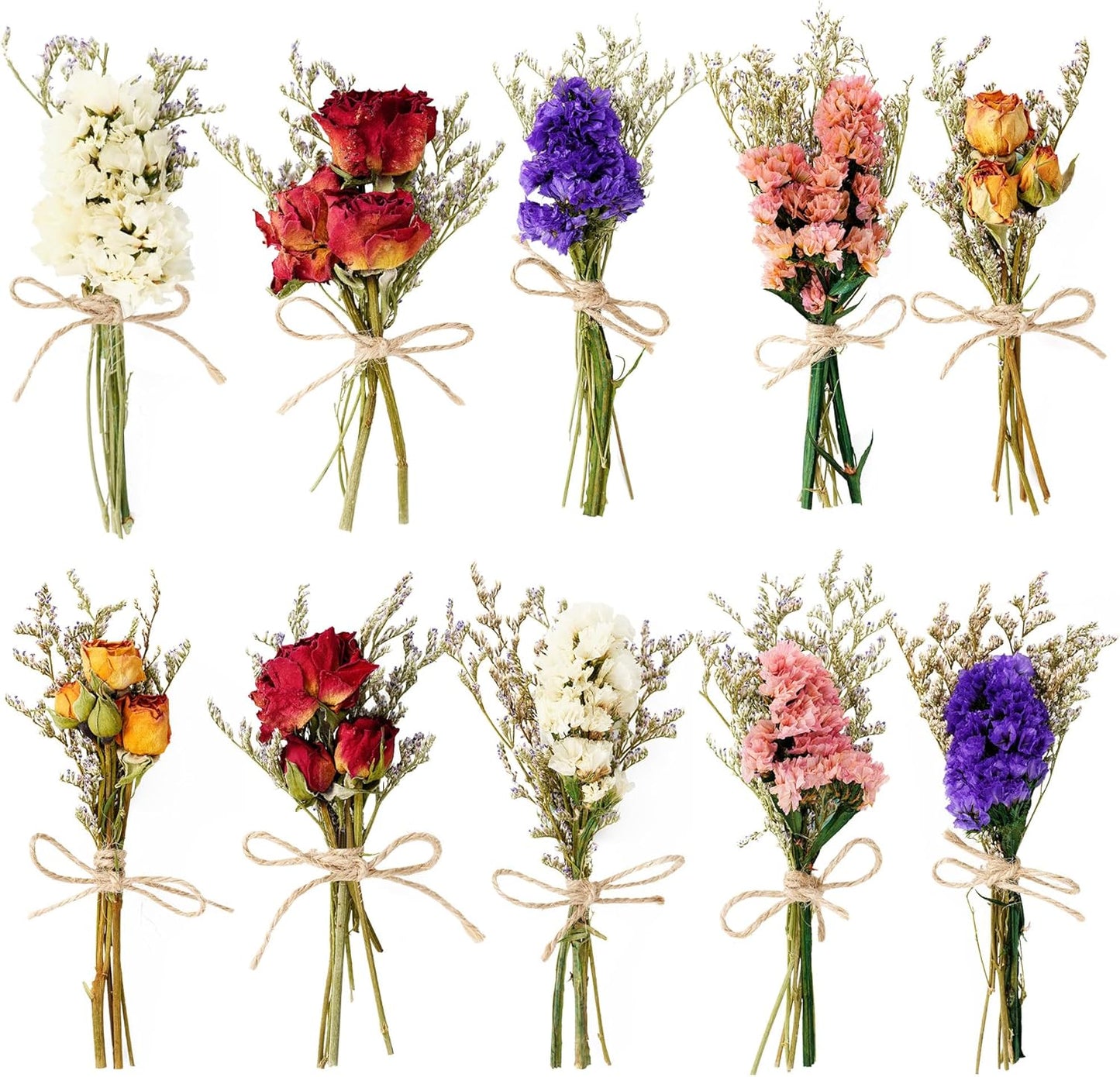 10/12/24 Pack Dried Flowers for Vase Various Mini Bouquet Dried Small Wildflowers Natural Real Flowers Bulk for Crafts DIY Wedding Decor (10, Classic Color1)