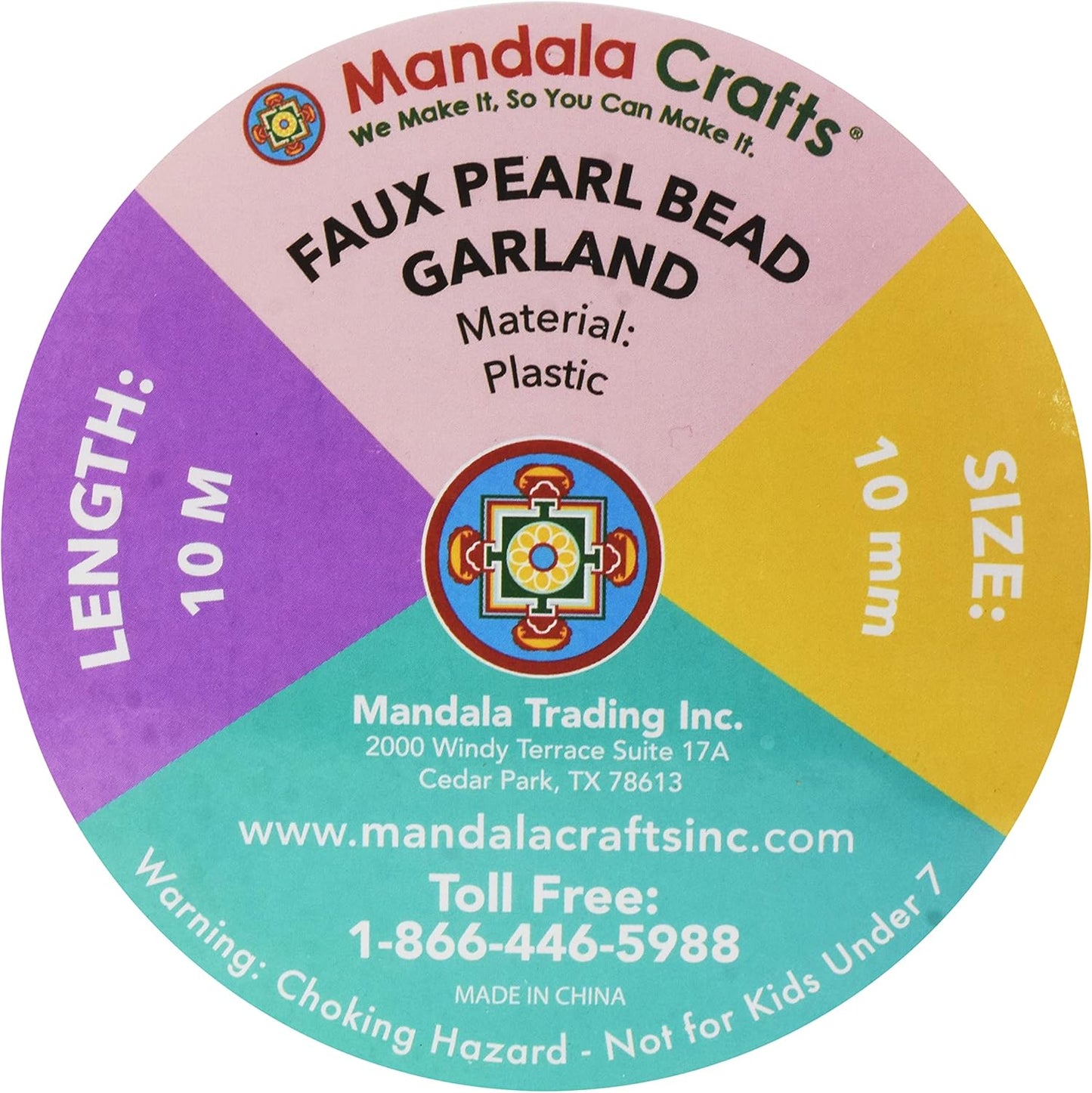 Mandala Crafts 10mm Faux Burgundy Pearl Beads Roll - 11 Yards Strand of Fake Pearls Chain Garlands Spool String for Christmas Tree, Wedding, Party, Vases, DIY Decoration