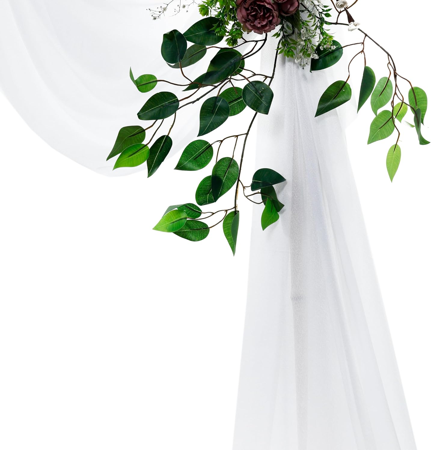 VDS Pack of 2 Panel (30 Inch X 100 Feet) Wedding Arch Draping Fabric Sheer Chiffon Fabric Drapery for Wedding Ceremony Reception Swag Backdrop Canopy Chuppah ARBO Altars Decoration (White)