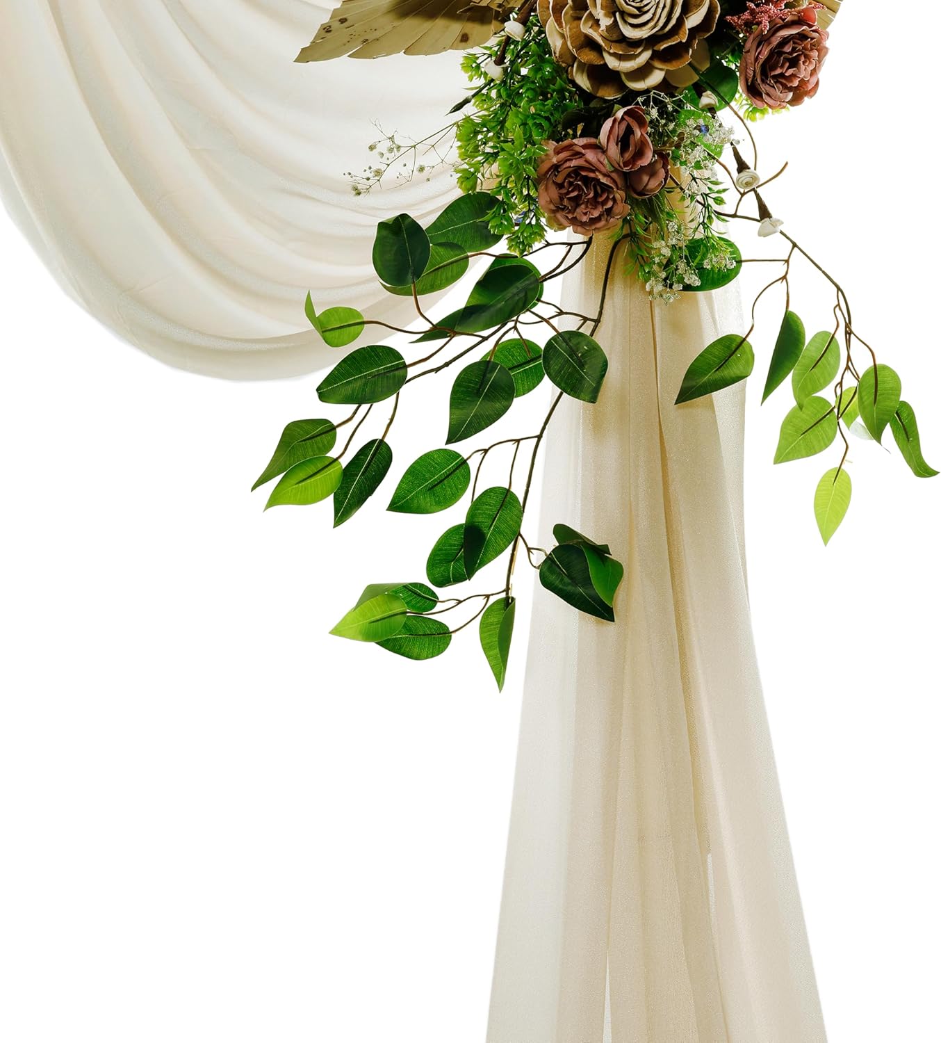 VDS Pack of 1 Panel (30 Inch X 30 Feet) Wedding Arch Draping Fabric Sheer Chiffon Fabric Drapery for Wedding Ceremony Reception Swag Backdrop Canopy Chuppah ARBO Altars Decoration (Champagne)