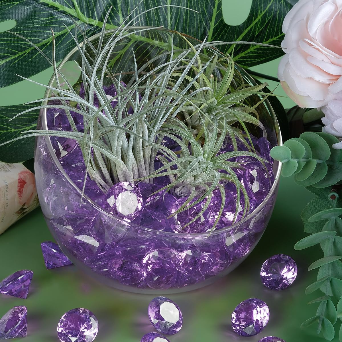 Acrylic Diamond Fake Gems Vase Filler, Babenest 240pcs 3/4 Inch Faux Diamonds Crystals Jewels for Table Scatters Wedding Party Event Arts & Crafts Birthday Decoration Favor(240, Purple)
