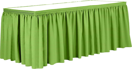Ultimate Textile Pleat Polyester Fabric Table Skirt - Machine Washable Flame Resistant with Clips for Events, Weddings & Trade Shows, Cut & Sewn in Paterson, NJ - Lime, 14' Shirred Pleat