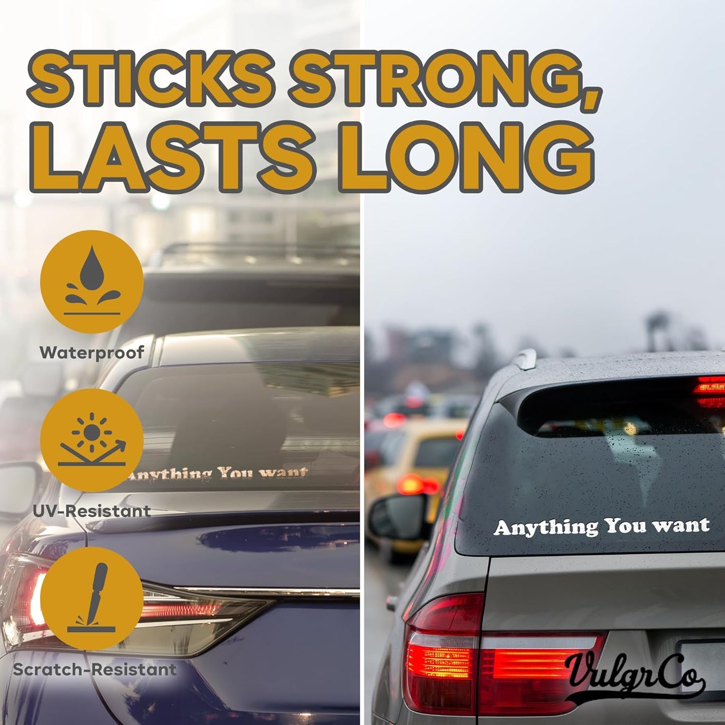 VulgrCo Custom Windshield Decal - Design Your Own Windshield Banner or Custom Window Decals for Cars, Trucks, SUVs - Durable Vinyl Windshield Stickers