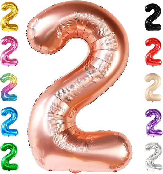KatchOn, Rose Gold Number 2 Balloon - 40 Inch | Mylar Rose Gold 2 Balloon, 2nd Birthday Decorations for Girl | Rose Gold Number Balloon | 2 Year Old Balloon for Two Wild Birthday Decorations Girl