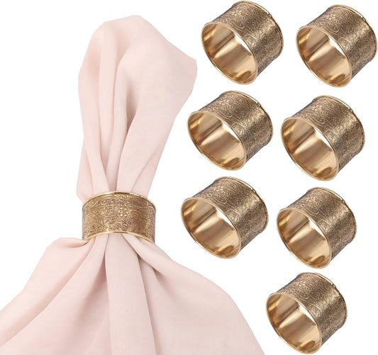 Gorgeous Beautifully Handcrafted Floral Large Size Gold Color Party Dining Table Napkin Holders (Set of 8)