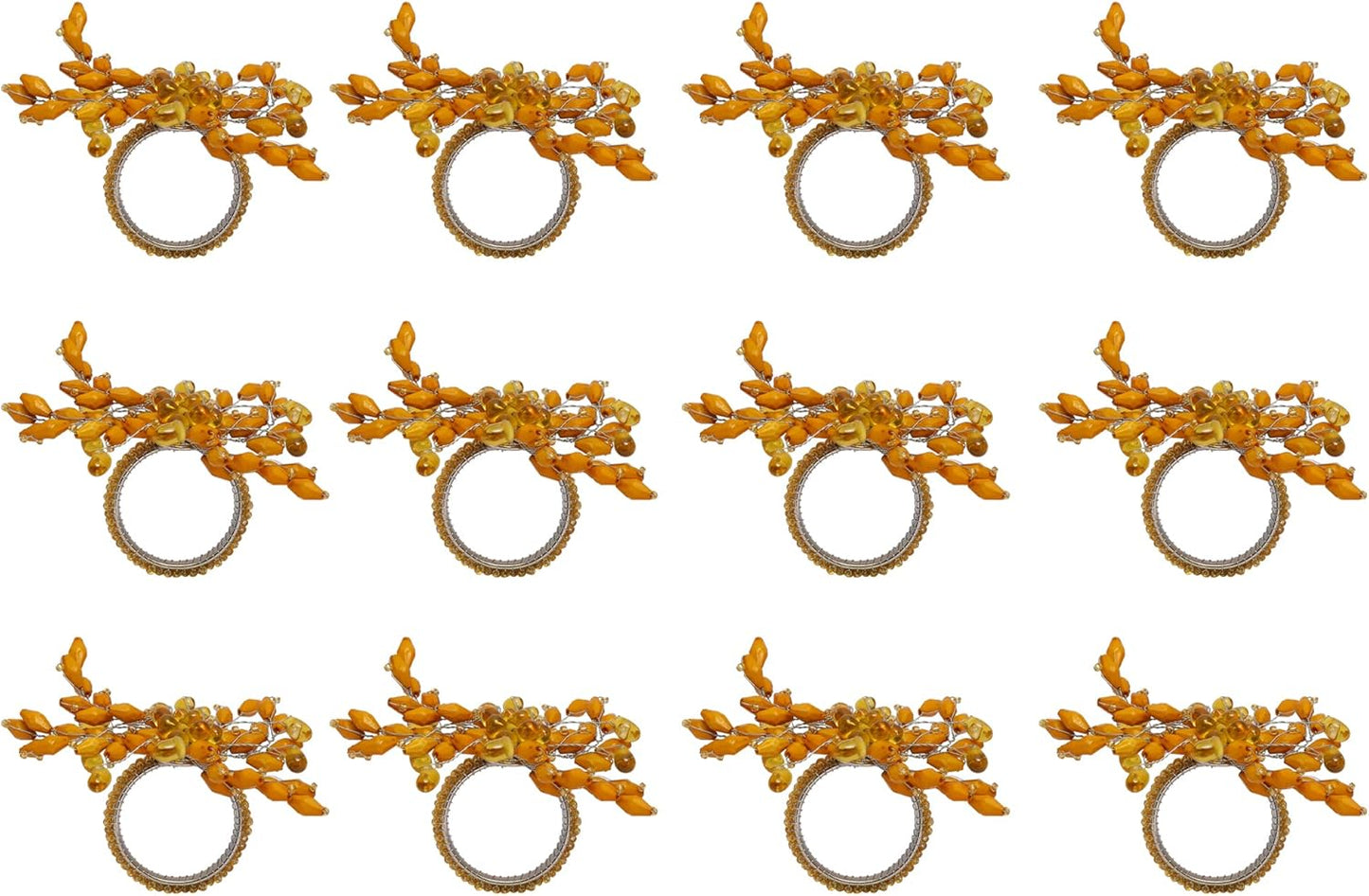 Napkin Rings Set of 12 for Dining Table Decoration Parties Everyday Metal Napkin Holder Leaf Gold (Pack of 12)