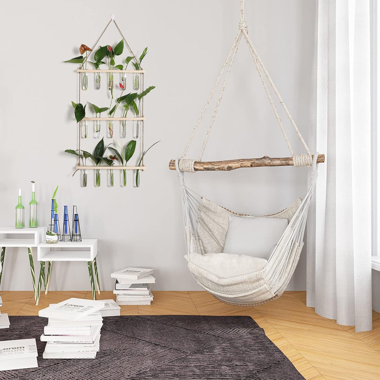 YIBOT Propagation Stations,3 Tiered of Propagation Tubes with Wooden Stand,Mini Glass Test Tubes Vase,Plant Terrarium for Hydroponic Home Garden Office Decor, Gardening Gift for Women Plant Lover