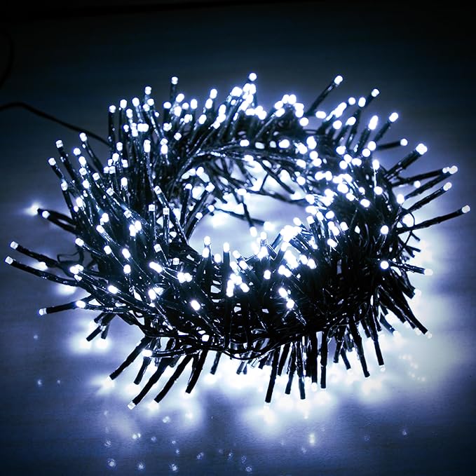 EcoNour 62Ft 1500 LED Cluster Twinkle Lights for Christmas Tree, 8 Modes String Lights for Decoration with Timer and Memory Function, Elegant Cool White Fairy Lights for Magical Home & Indoor