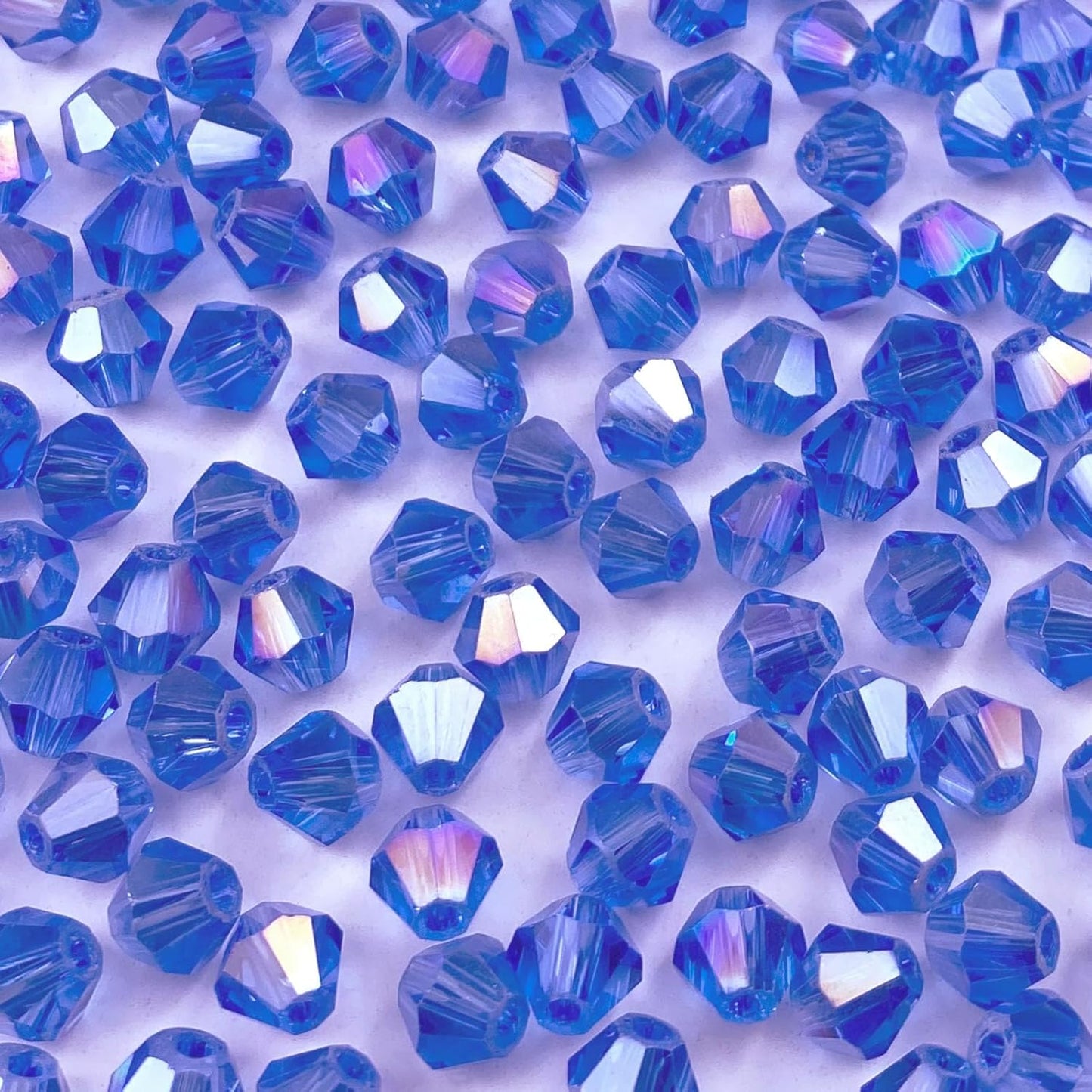 250pcs 6mm Bicone Crystal Glass Beads Loose Spacer Beads Faceted Craft Beads for Jewelry Making DIY Necklace Bracelet Earring Wind Chimes Suncatchers Ornamen(Light Blue AB)