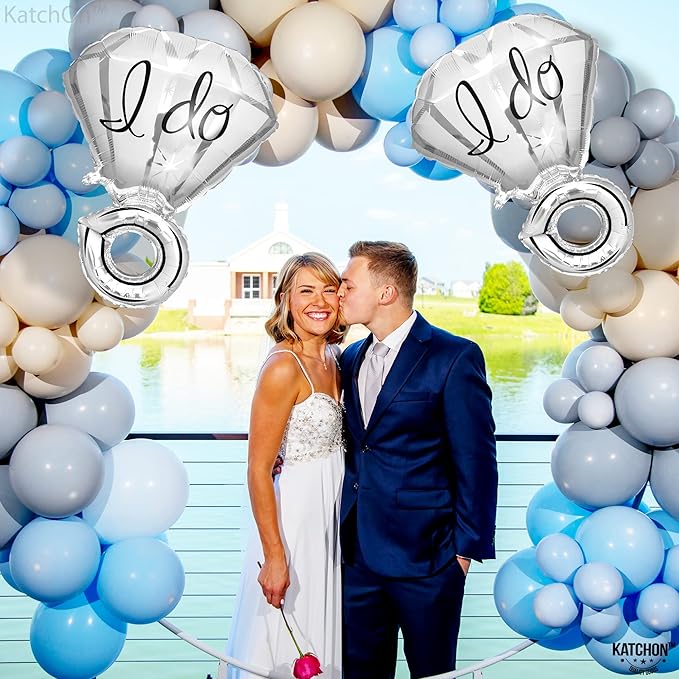 KatchOn, Silver 2-Piece Diamond Ring Balloon - 25 Inch, Engagement, Wedding, Bridal Shower & Bachelorette Decorations