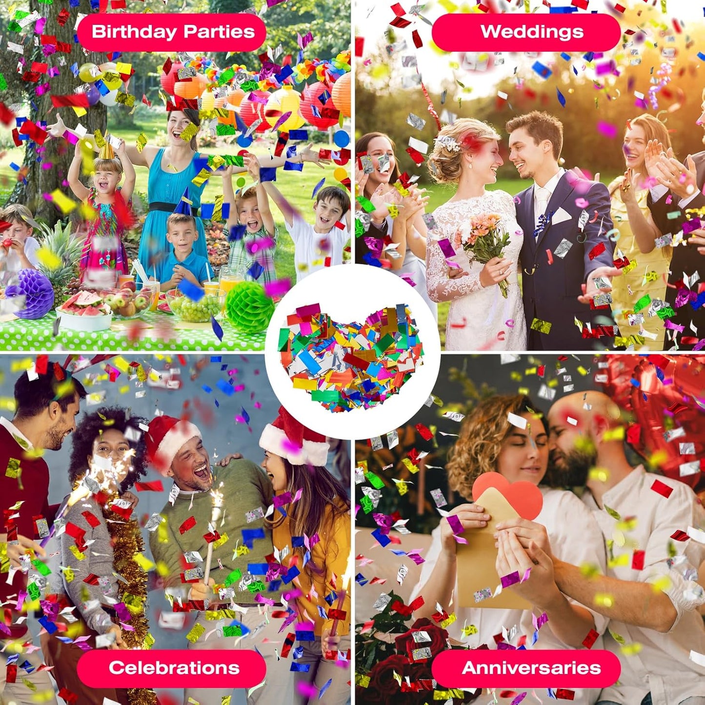 Metallic glitter Confetti Paper - Color Flame Retardant Foil Confetti Great for Birthday Parties,Concerts,Celebrations,Weddings,Confetti Party,Graduation Ceremonies & More (0.45)