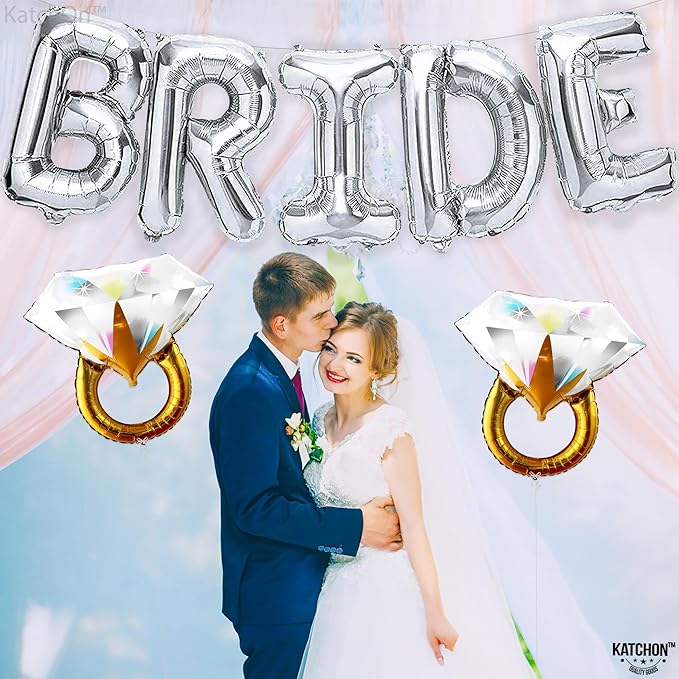 KatchOn, Giant Silver Bride Balloons Bachelorette - 40 Inch | Bride Balloons Silver for Bachelorette Party Decorations | Bridal Shower Balloon for Bridal Shower Decorations