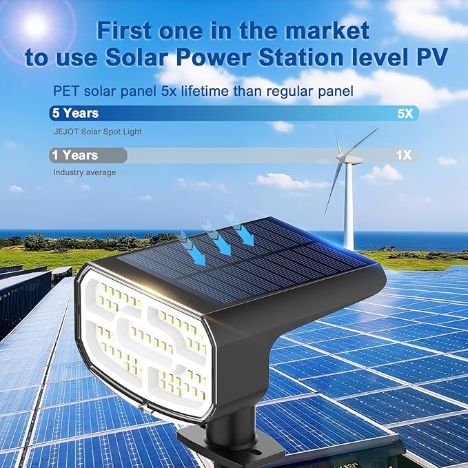 Solar Spotlights, Super Bright LED, 2 CCT Warm & Cool Light, Solarspot Lights for Outside Landscape Auto On/Off -2 Pack