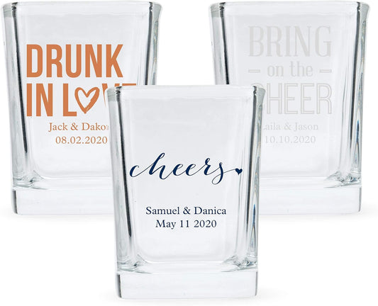 WEDDINGSTAR Personalized 2oz Square Shot Glass Customizable Full Color Print - 84 pack