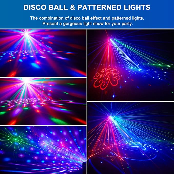 7 in 1 Dj Disco Ball Party Lights with DMX512 and Sound Activated LED Strobe Stage Lighting Show for Parties Indoor Dance Dj Party Karaoke Bars Clubs Christmas Halloween Decorations