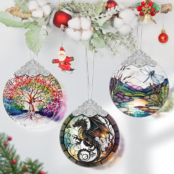 Dragon Stained Glass Ornament, Christmas Ornaments, Xmas Tree Decorations, Ornaments for Christmas Tree, Holiday Presents, Gift Exchange Ideas
