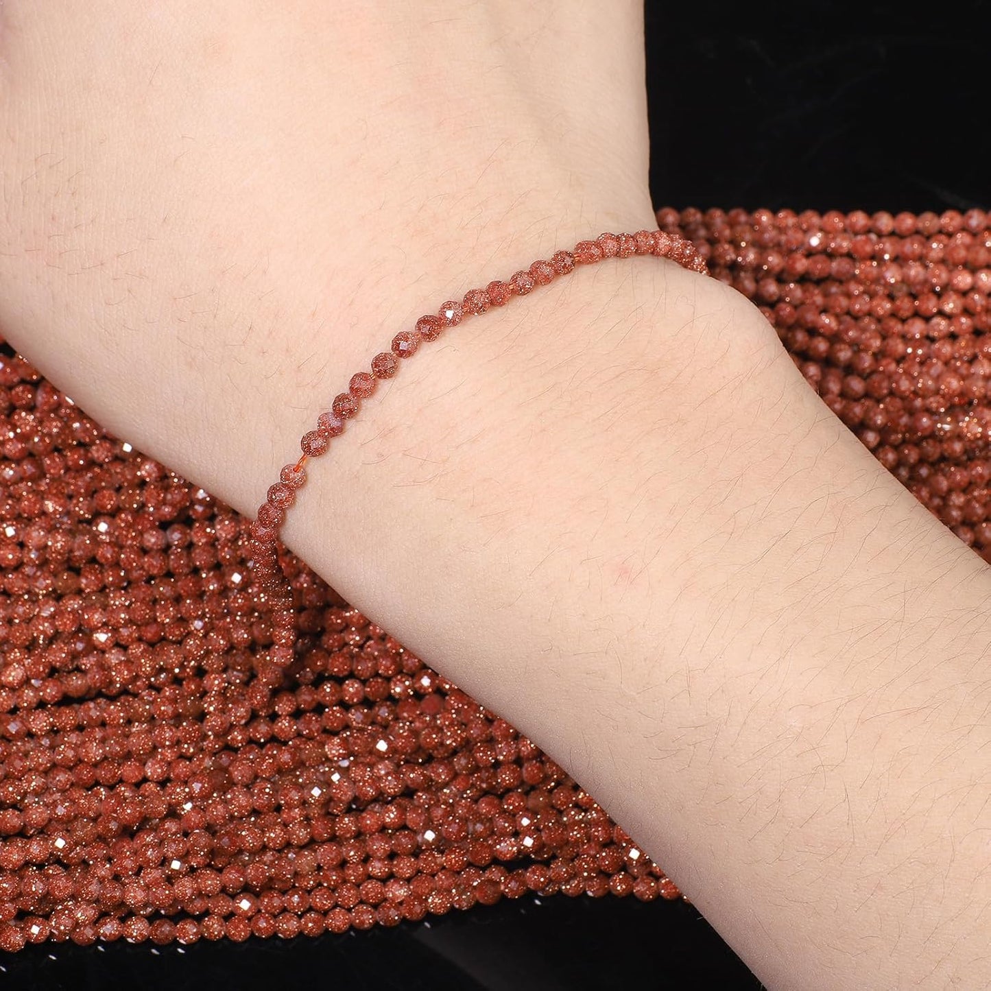 Song Xi 120pcs 3mm Natural Golden Sandstone Gemstone Beads Faceted Round Loose Stone Beads for Jewelry Making