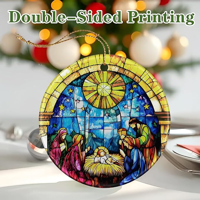 Nativity Scene Ornament: Christmas Ornaments, Religious Christmas Decorations for Tree, Catholic Ornament & Christian Holiday Decor | Religious Gifts, Christian Gifts - Design E