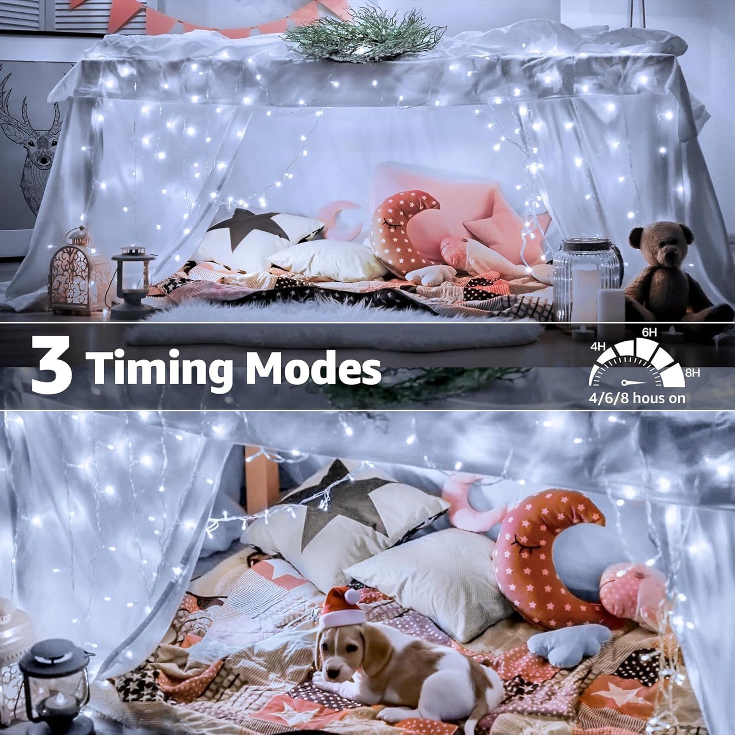 196FT 600LED Christmas Lights Outdoor Waterproof, White String Light with Remote, 8 Modes Christmas Tree Lights Plug in Twinkle Fairy Light for Classroom Holiday Xmas Party Decor