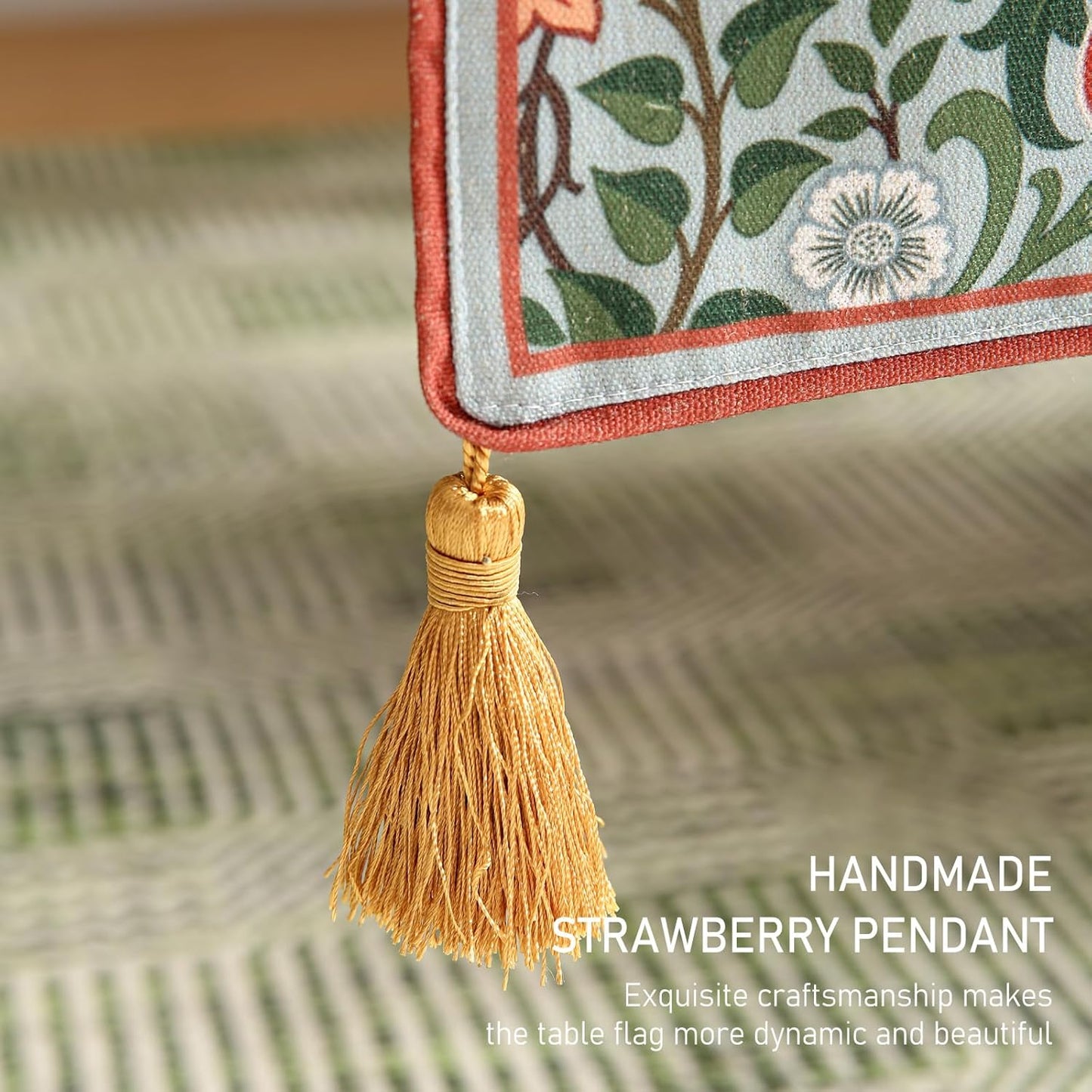 ISAENNE Designer French Green Elegant Linen Table Runner 118 Inches Extra Long,Colorful Flower Pattern Soft Table Runners for Dining Tables,Thanksgiving,Kitchen Tables,Christmas,12"*118"-Naples B