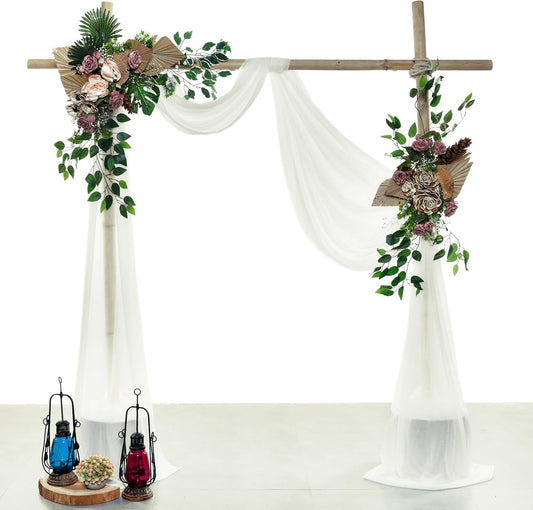 VDS Pack of 1 Panel (30 Inch X 20 Feet) Wedding Arch Draping Fabric Sheer Chiffon Fabric Drapery for Wedding Ceremony Reception Swag Backdrop Canopy Chuppah ARBO Altars Decoration (Ivory)