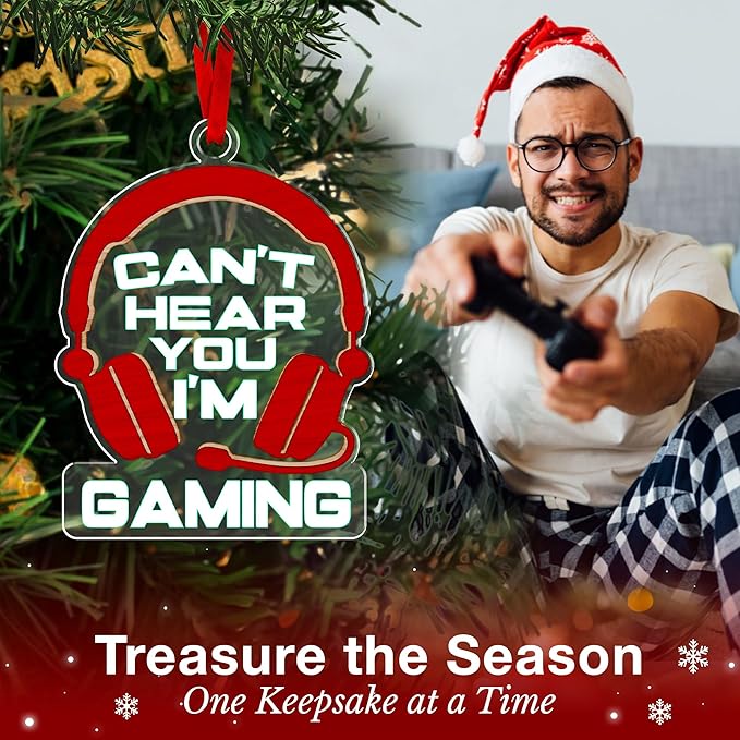 Gaming Ornaments for Christmas Tree - Innovative Gamer Ornaments 2025 Design, Gifts for Video Games Lovers, Unique Headphone Ornament, 'Can't Hear You, I'm Gaming' Theme, Ideal Gift for Gamers