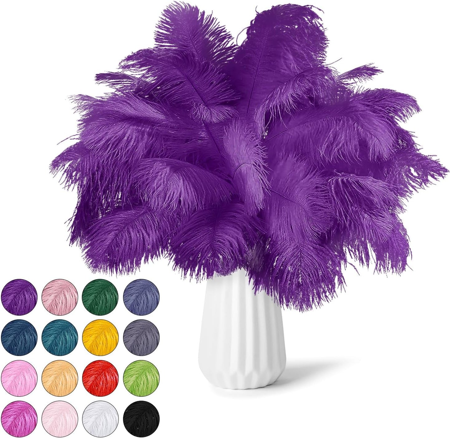 NEWONG 30pcs Purple Ostrich Feathers Natural Bulk 9-12inch(23-30cm) Vase Craft Wedding Home Party Centerpieces Christmas Day Decoration