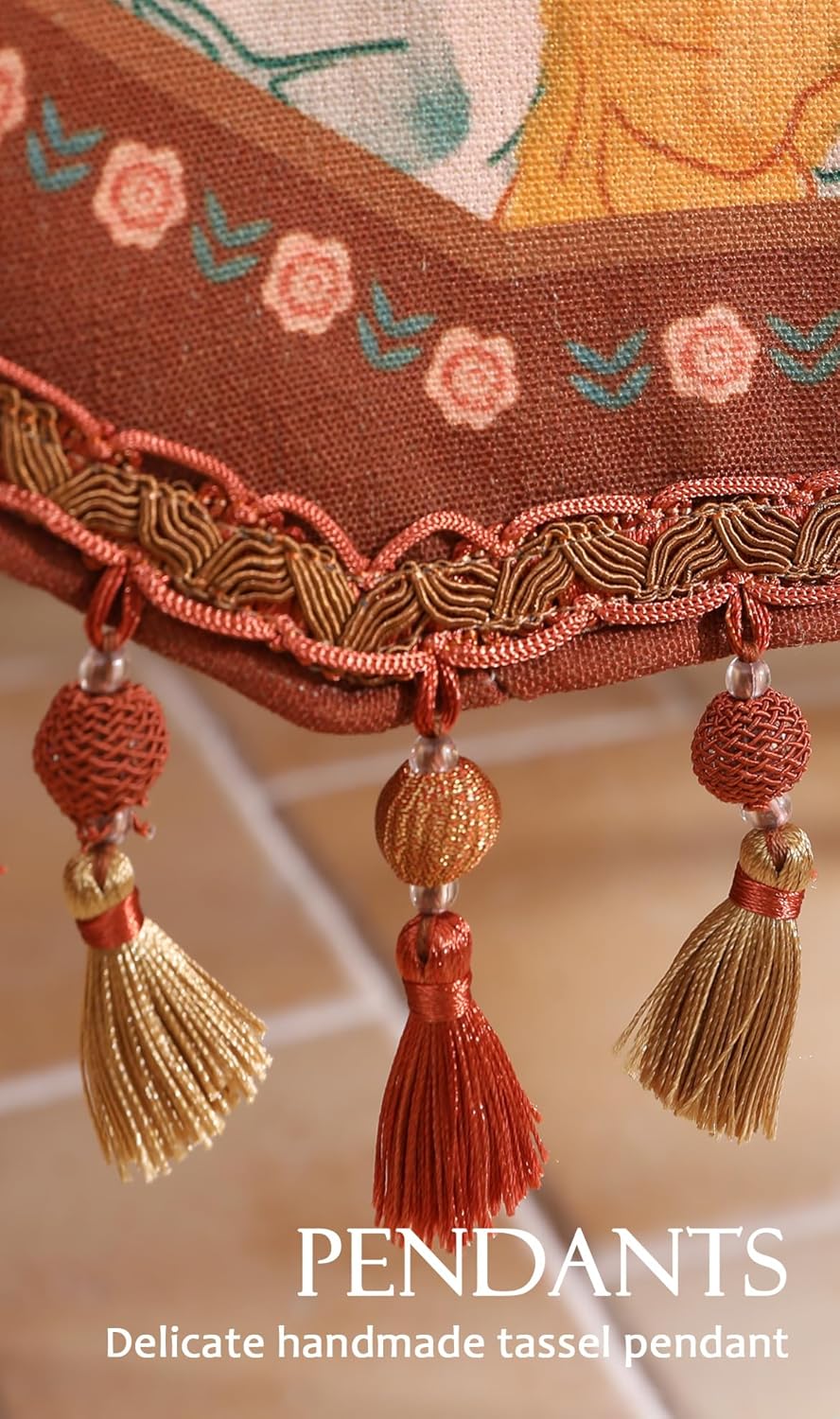 Designer Vintage Orange Floral Table Runner,French Farmhouse Soft Linen Table Runners 94 Inches Long,Decor Tabletop for Kitchen,Dining,Party,Tea Party,Christmas,16"*94"