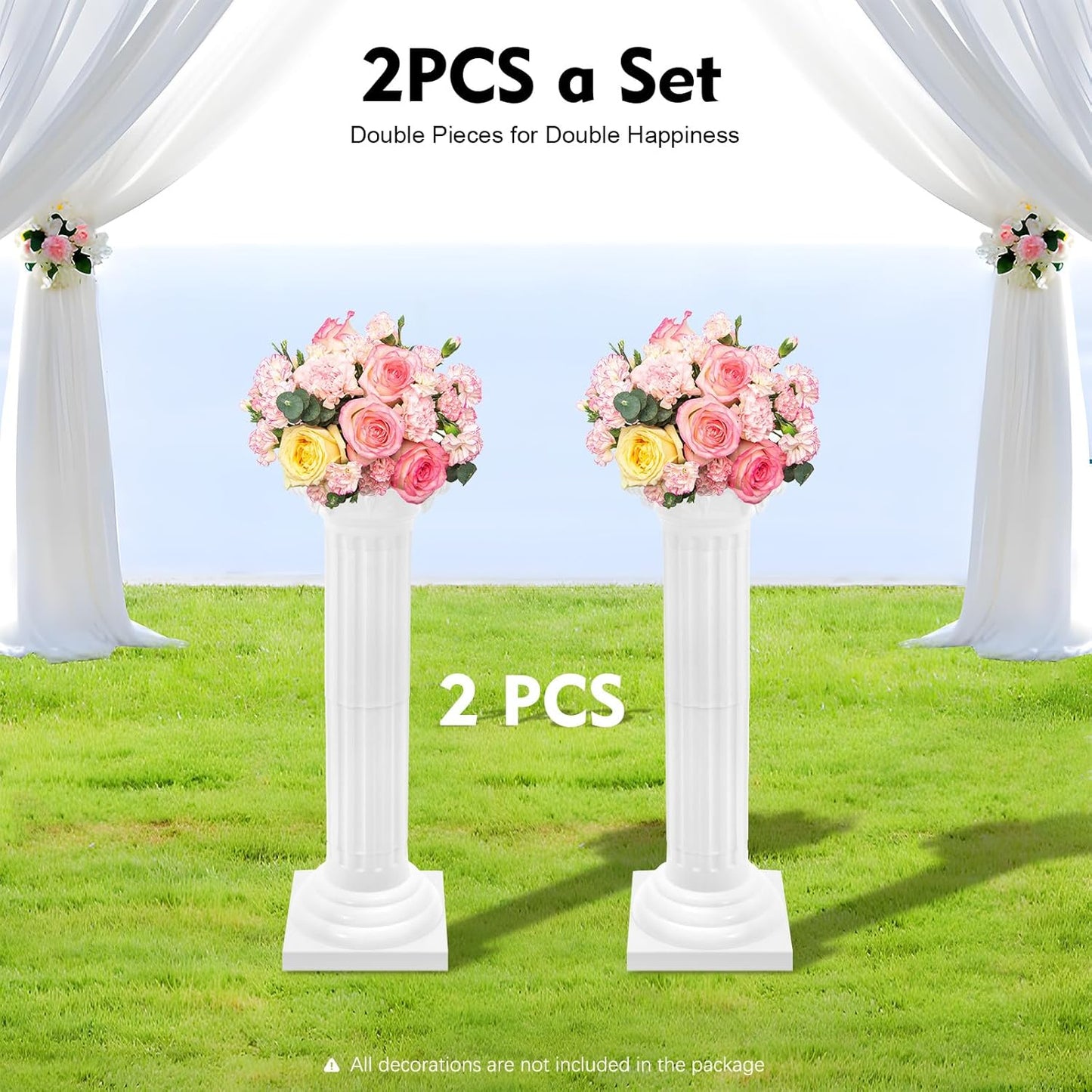 Roman Pillars Decoration Party Flower Pot Columns Set 2Pcs Decor Pedstal Stand 34.65in Flower Floral Wedding Party Event Road Decorative Columns(34.65in 2Pcs Style2)