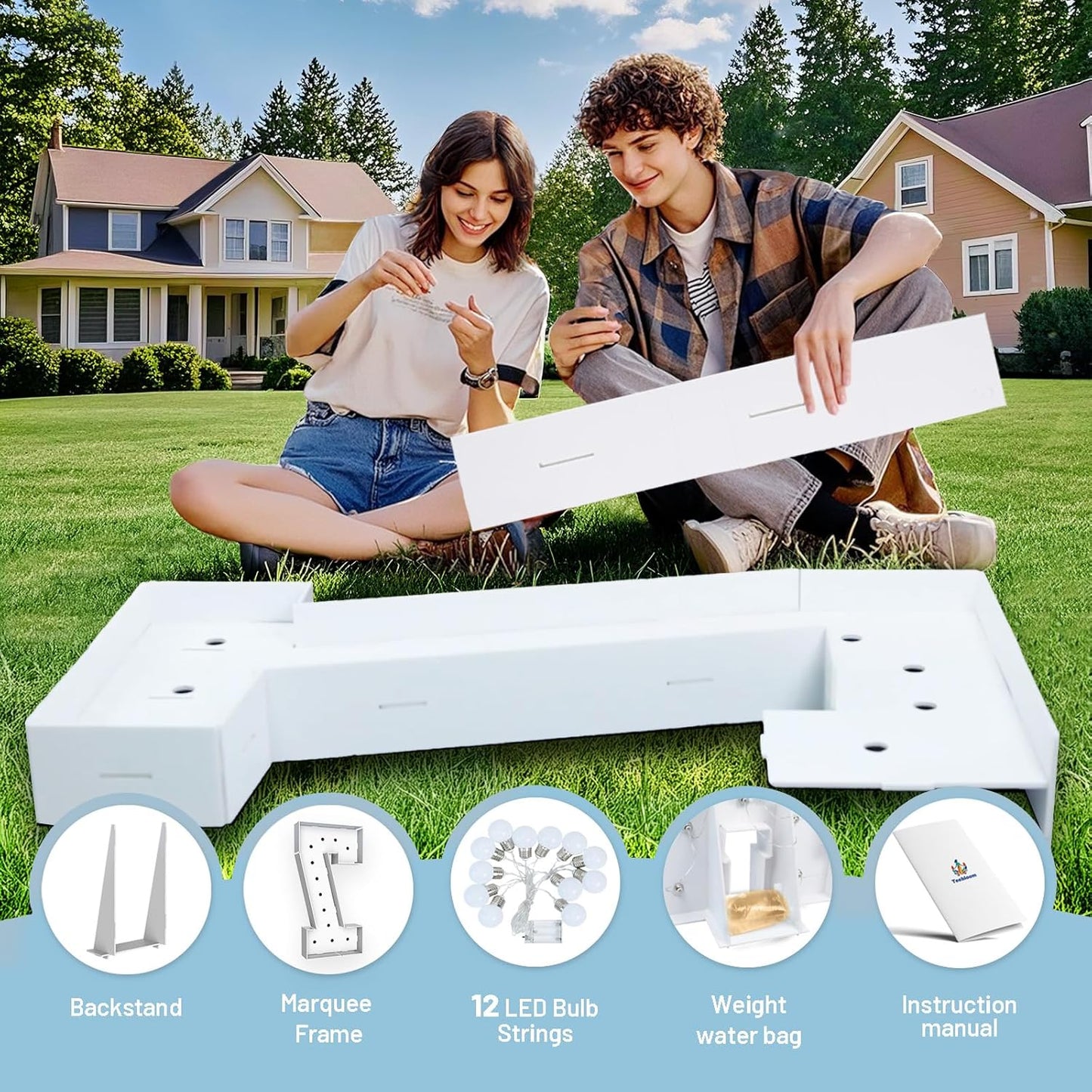 4FT Marquee Light Up Numbers - Cool White Light Up Numbers 7 with Fixed Water Bag, Party Decoration Large Marquee Light Up Numbers can Be Used for Wedding Decoration, Birthday Party Decoration