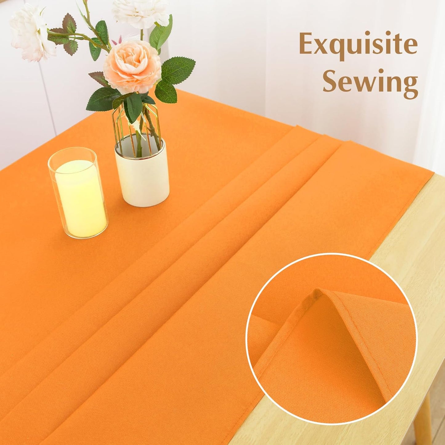 2 Pack Square Table Cloth 60X60 Inch Orange Washable Fabric Tablecloth Polyester Solid Dining Table Cover for Birthday Party Dinner Holiday Outdoor Indoor