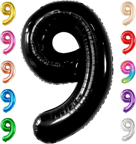 KatchOn, Giant Black Number 9 Balloon - 40 Inch | Foil 9 Birthday Balloon for 9th Birthday Decorations | 9th Anniversary Decoration | Black Party Decoration