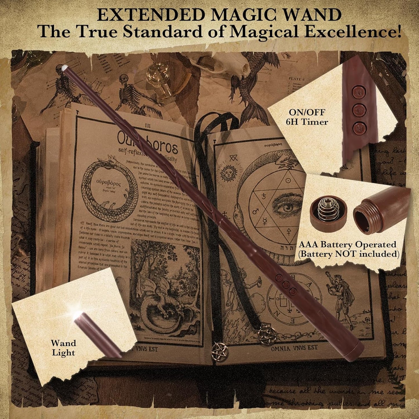 NURADA Floating Candles with Wand Remote Timer - Magic LED Hanging Flameless Taper Candles Flickering Battery Operated for Birthday Theme Party Halloween Home Window Decor - White 12 Pack