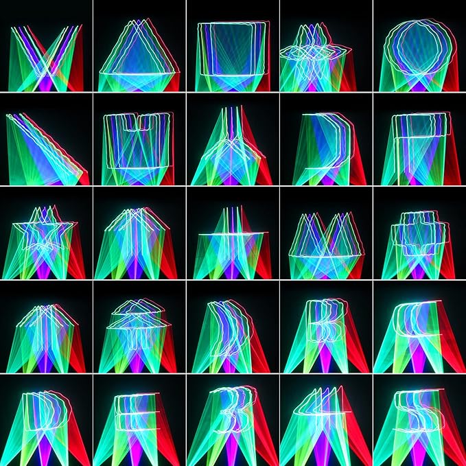 U`King Stage Laser Light, 5 Beam Sound Activated DJ Party Lights RGBYC LED Music Projector with Remote Control DMX for Dancing Birthday Bar Pub Stage