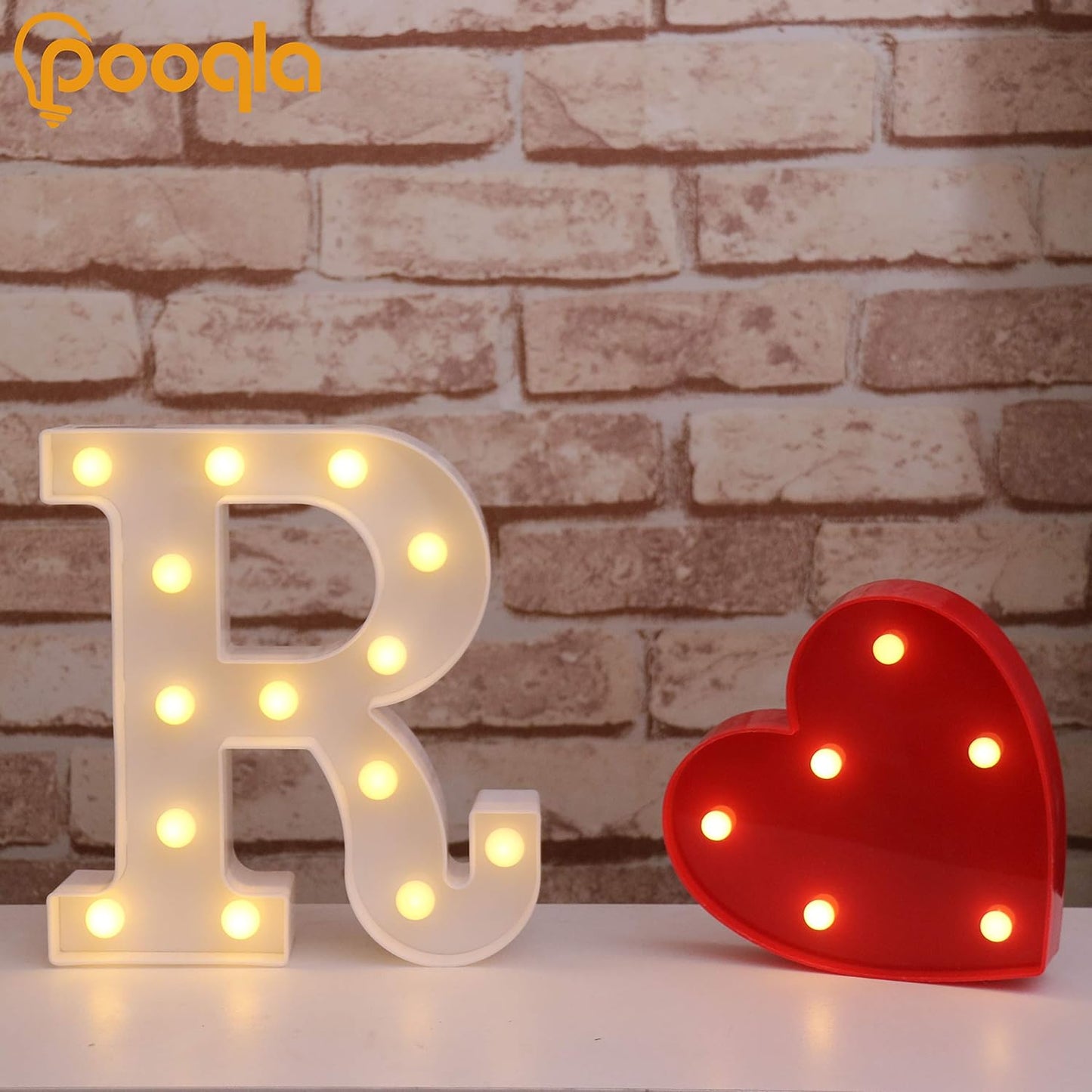 Pooqla LED Marquee Letter Lights Sign, Light Up Alphabet Letter for Home Party Wedding Decoration R