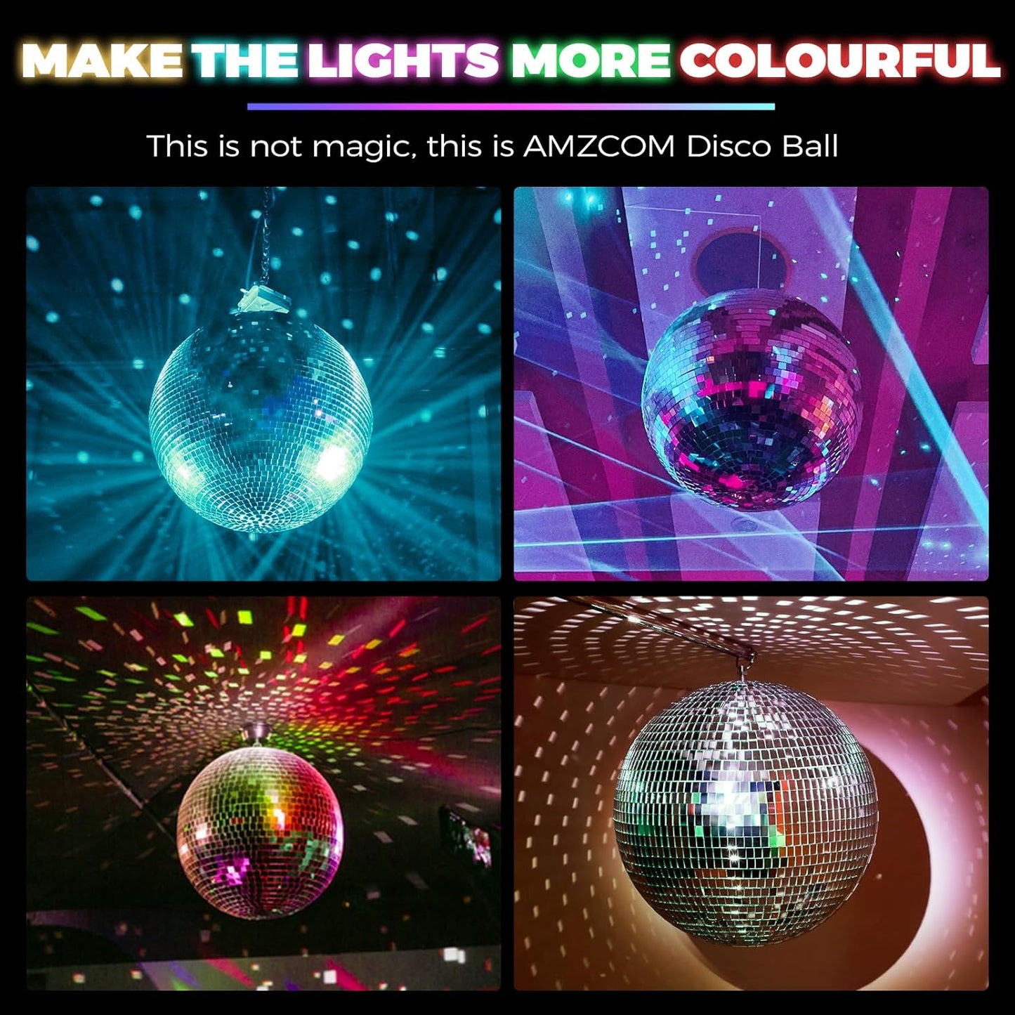 16inch Large Mirror Disco Ball - Hanging Big Disco Ball for Party Decorations, DJ Clubs, Weddings, Bars, Holiday Events, and Stage Decor with 15pcs Replacement Mirrors