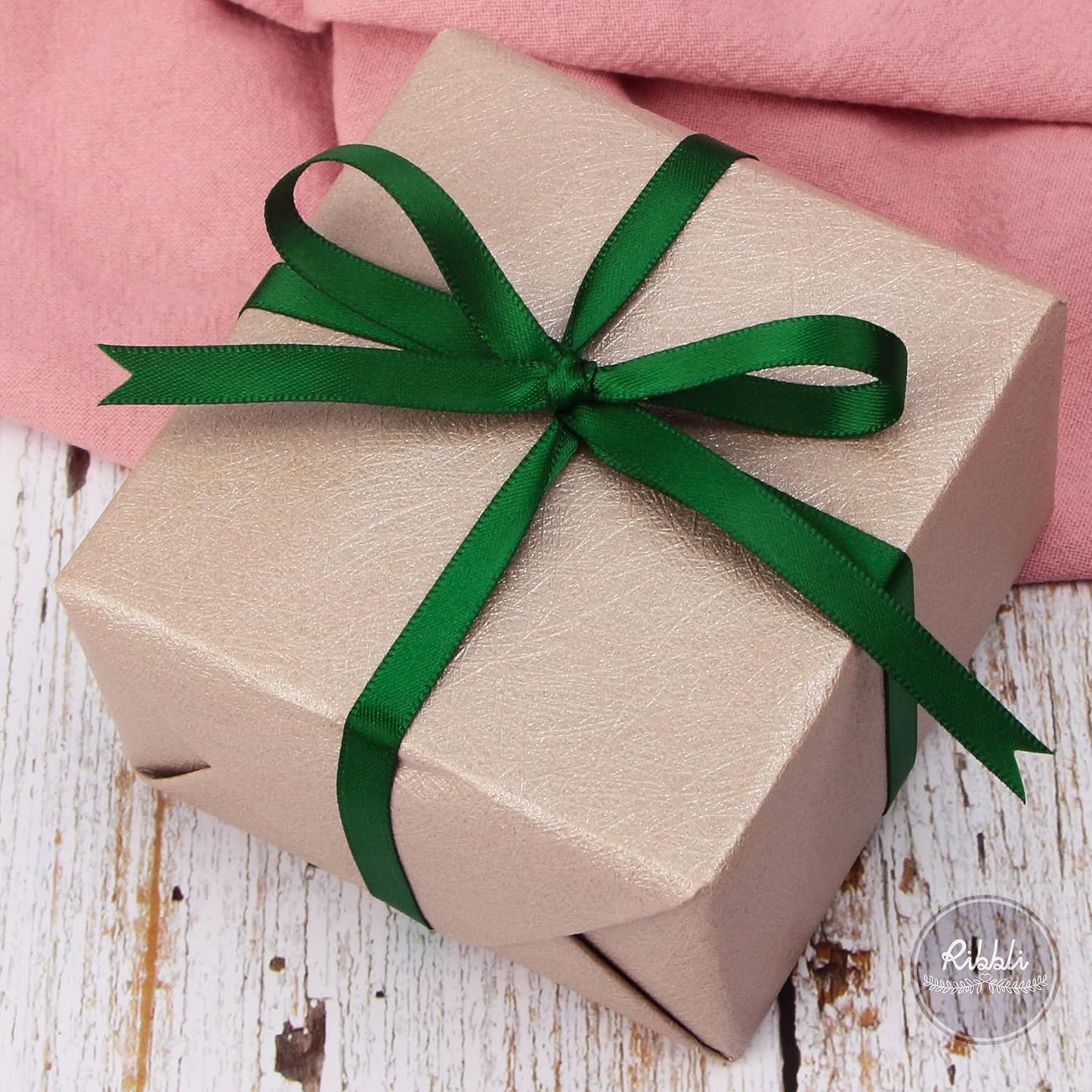 Ribbli Forest Green Double Faced Satin Ribbon,1/4” x Continuous 25 Yards,Use for Craft Bows Bouquet, Gift Wrapping, Wedding Decoration, Floral Arrangement