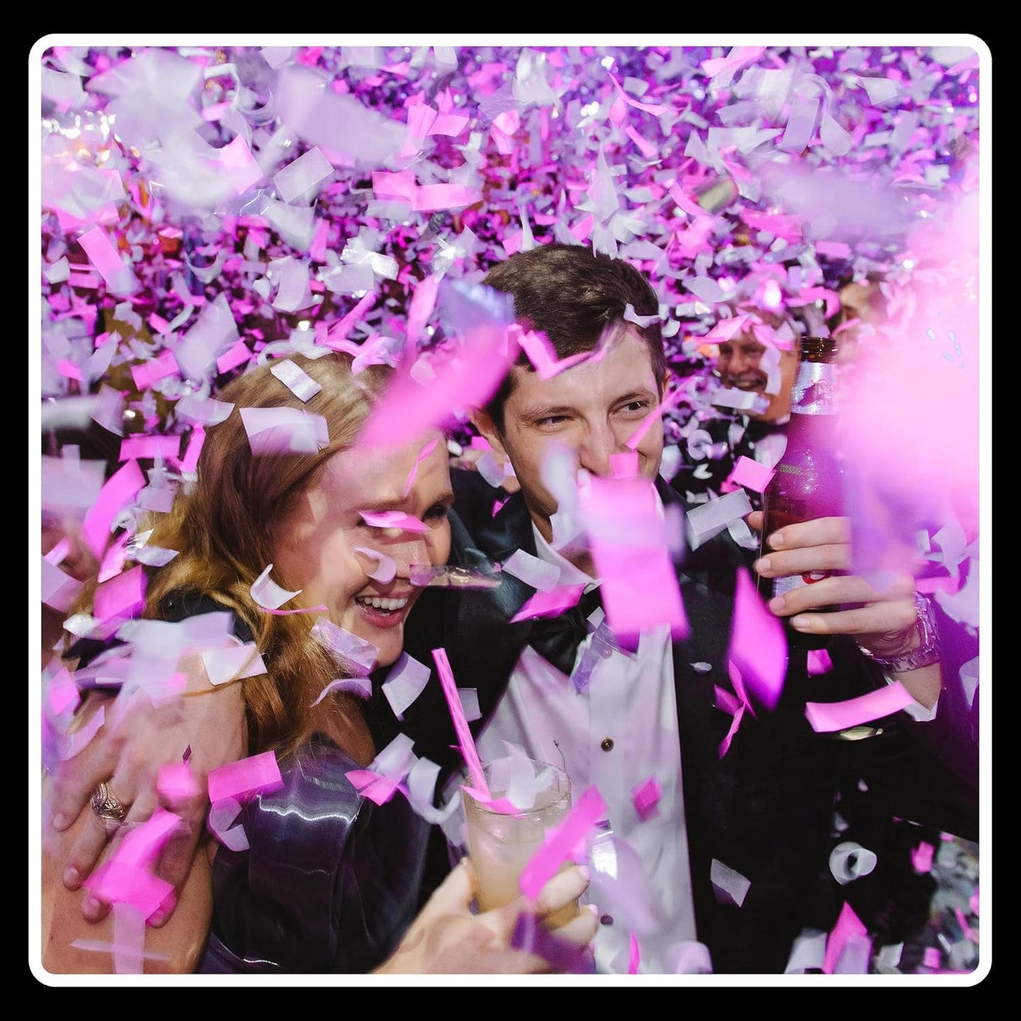 Pink Biodegradable Confetti - Rectangular Fluttering Tissue Paper Confetti for Cannon and Launcher use – Best for Gender Reveal, Parties, Concerts and Weddings - 20 lb, 320 oz