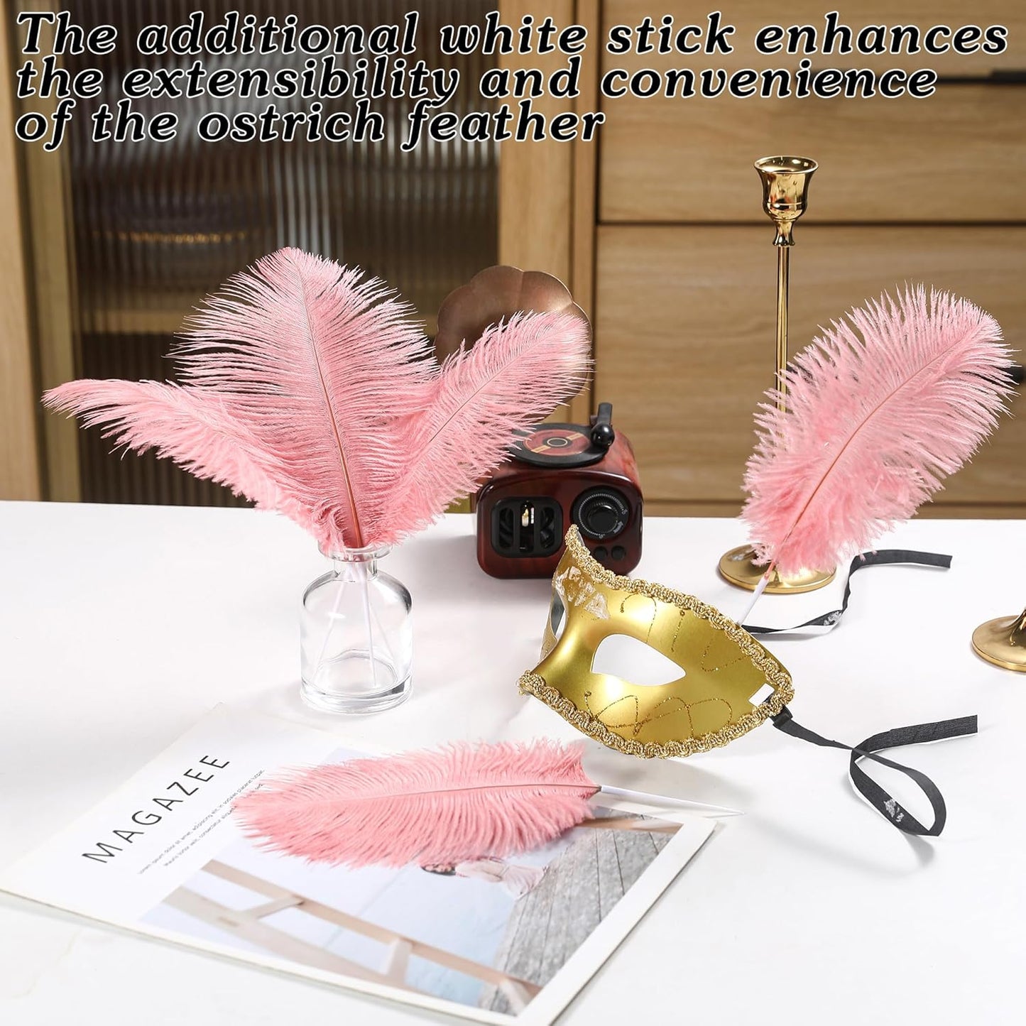 SOGUGOM Pink Craft Ostrich Feathers - 30PCS 6-8 inch Natural Ostrich Feathers Kit for Wedding Decorations, Hats and DIY Projects(Lotus Pink)