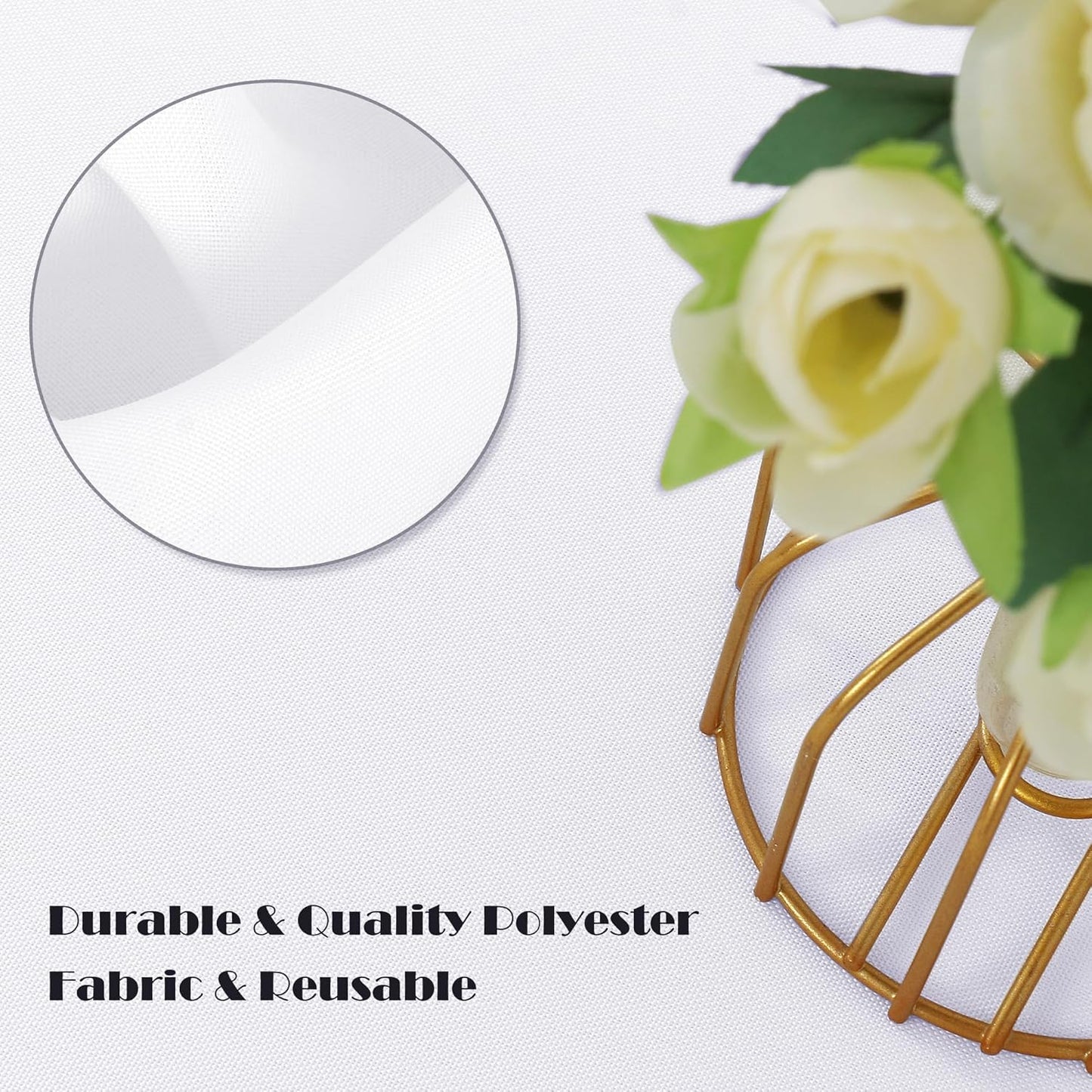 sancua 6 Pack Round Tablecloth 108 Inch White, Stain and Wrinkle Resistant Table Cloth - Washable Polyester Table Cover for Dining Tables, Buffet Parties and Camping