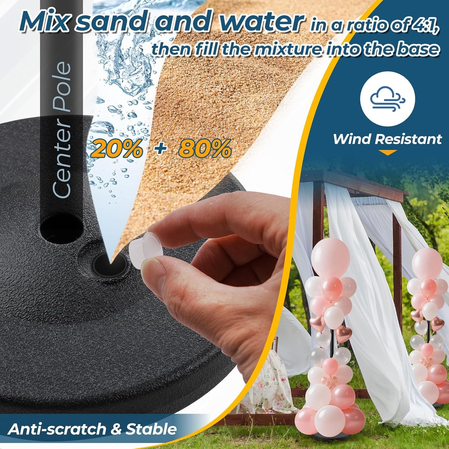 Balloon Stands for Floor Set of 2, Height Adjustable Splicing Metal Pole Balloon Column Stand for Birthday,Baby Shower,Christmas,Halloween,Party,Events Decorations, 1.3-5FT Tall, Black