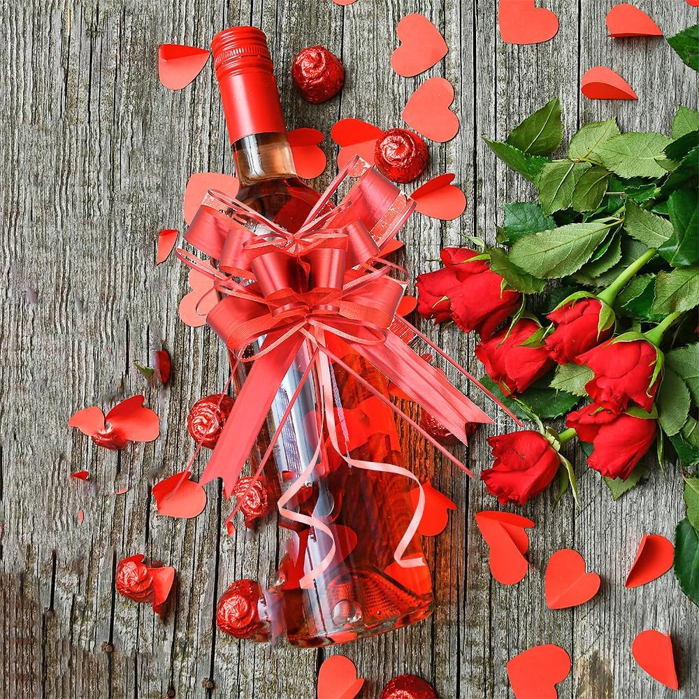 WEWILUCK Gift Bows for Presents, 15PCS Red Bows for Gift Wrapping, 6 Inch Gift Bows with Ribbon for Christmas, Hanukkah, Birthday, Any Occasion