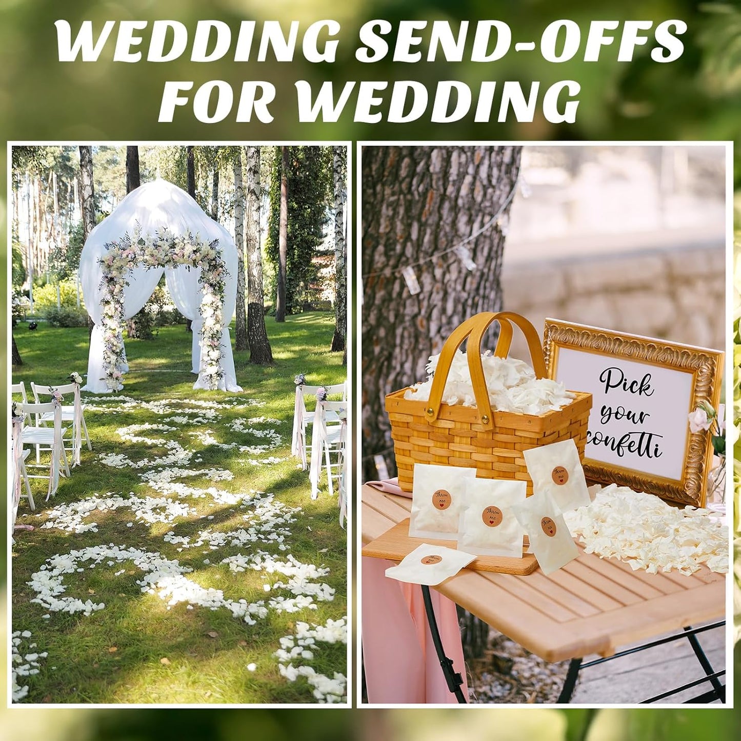 Wavwavw Biodegradable Confetti, Dried Hydrangea Flower Petals with Throw Me Stickers Wedding Confetti Biodegradable Flower Petals for Wedding Ideas Valentines Day Decor (White,55 Pcs)