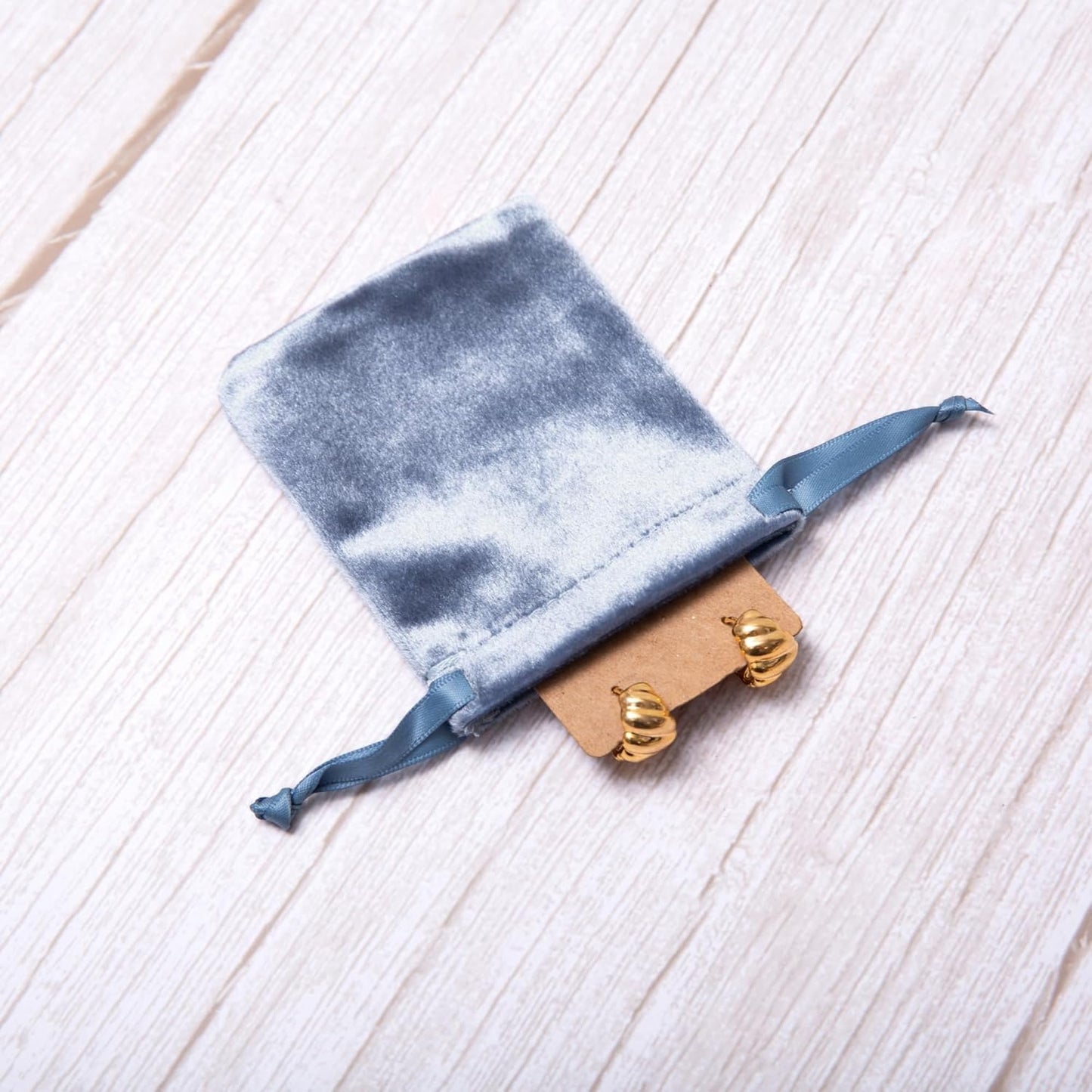 QIANF 12pcs Dusty Blue Velvet Drawstring Bags 3x4 inches Glossy Small Velvet Cloth Gift Bags Jewelry Pouches for Storage Wedding Party Favor Christmas